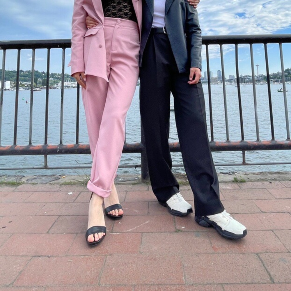 Pink tapered trousers